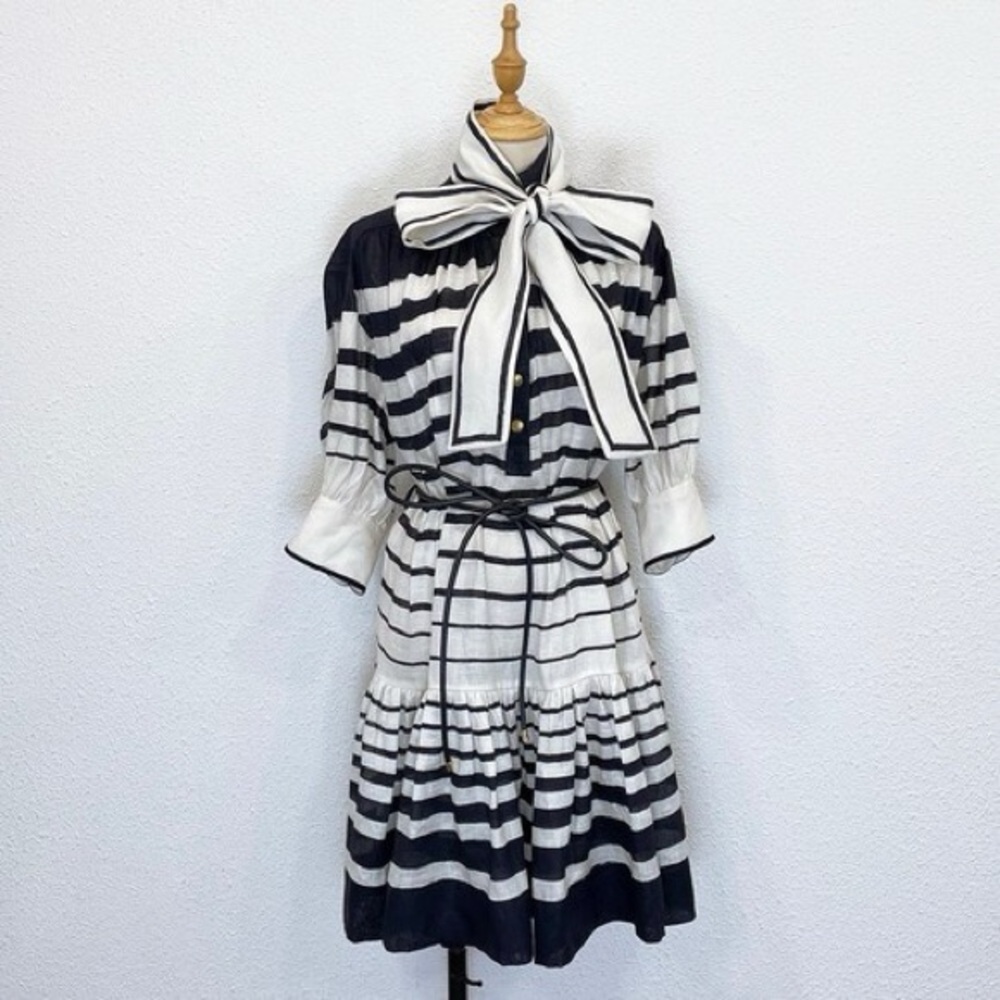 Zimmermann Black and White Striped Mini Dress - Picture 3 of 5